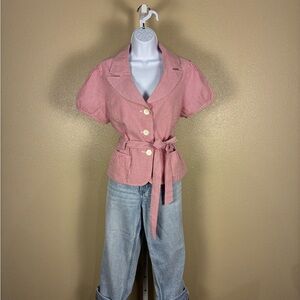 Pink Striped Blazer with Belt